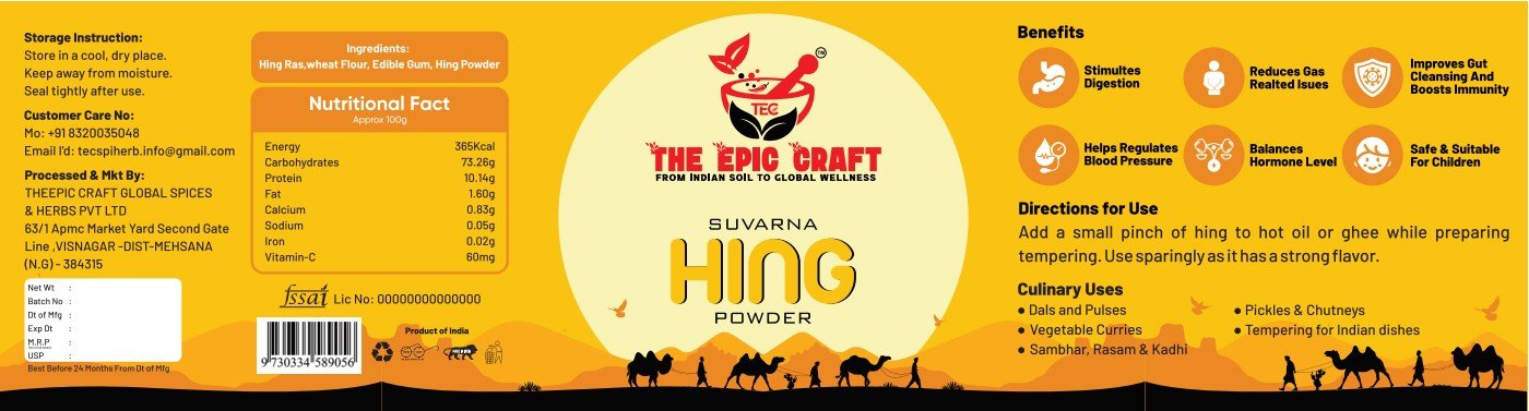 Suvarna Hing Powder by TheEpic Craft — Premium Compounded Asafoetida, Strong Aroma, Safe for Children